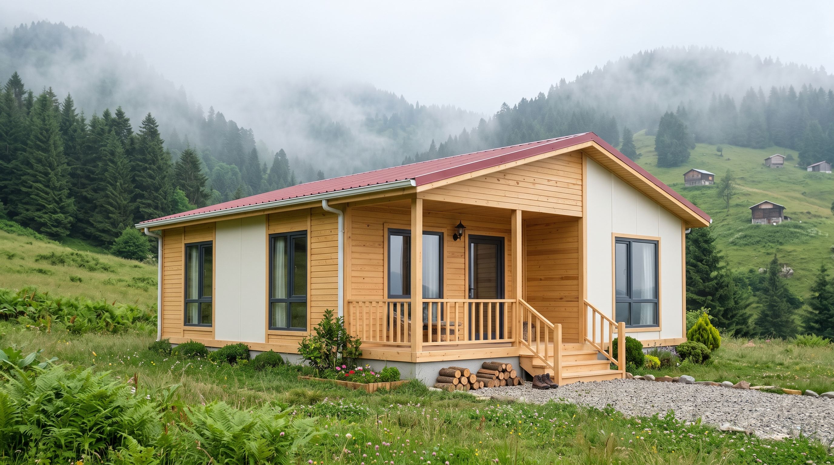 60 m² (2+1) Ekonomik Yayla & Bahçe Prefabrik Evi